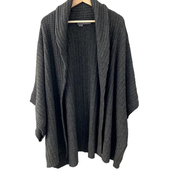 360 Sweater Cashmere Open Front Poncho Cardigan - Charcoal Grey - Medium - Picture 1 of 5
